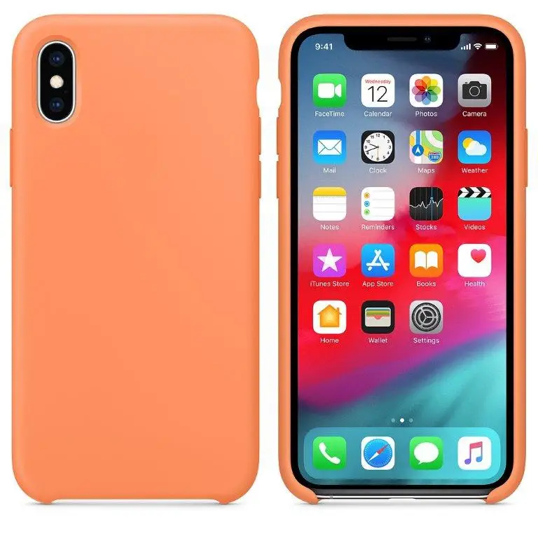 Чехол Iph XS Max Silicon Case 100% ORG Papaya (c LOGO)