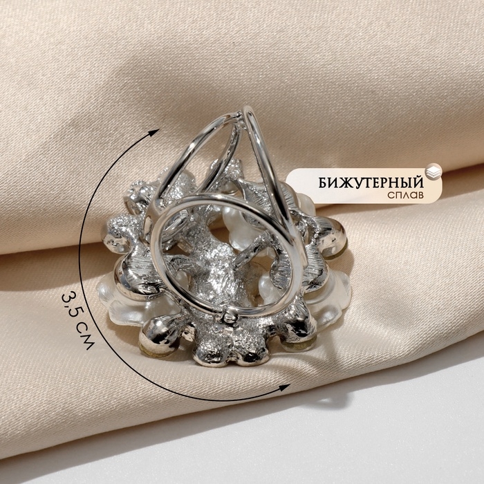 Кольцо для платка &laquo;Букет&raquo;, цвет бело-голубой в серебре