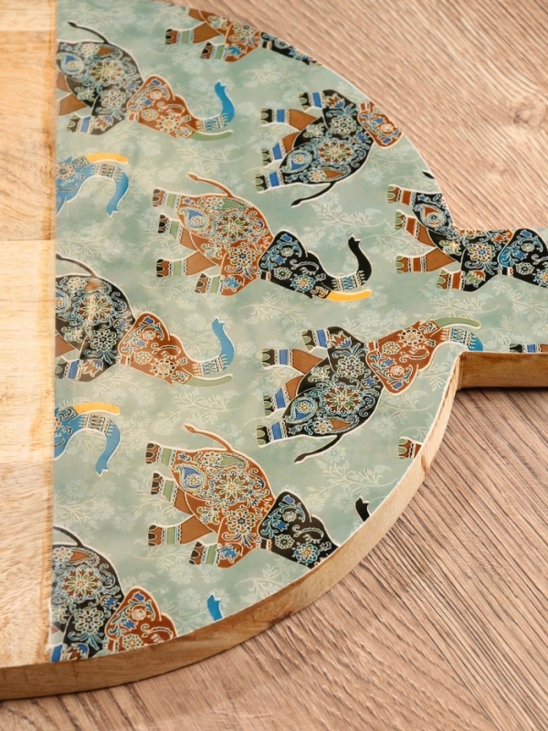 Доска разделочная круглая "Мудрый слон" дерево манго 36х28 см