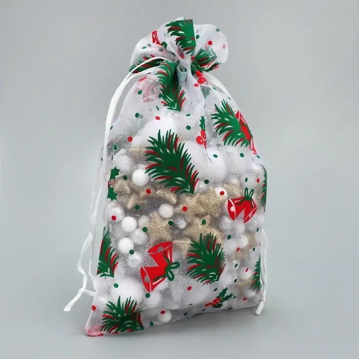 Мешочек подарочный органза &laquo;Елочки&raquo;, 16 х 24 см +/- 1.5 см
