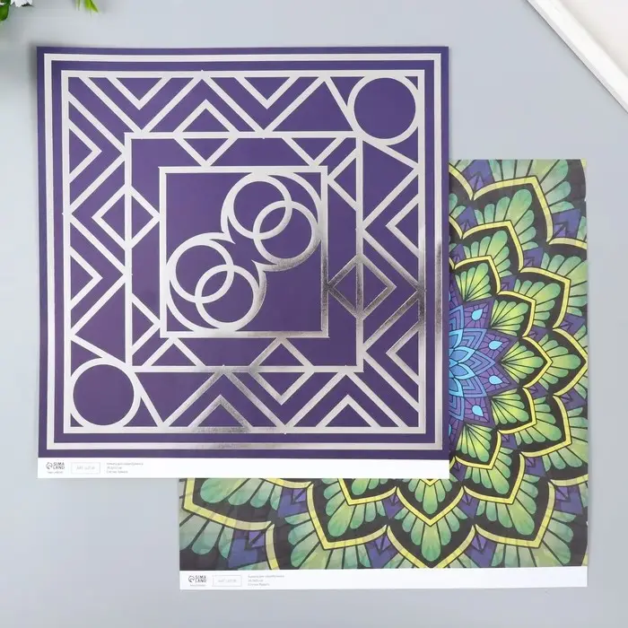 Бумага для скрапбукинга двусторонняя "Эклектика серебро и мехенди" плотн 180гр 30,5х32см