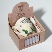 Кружка керамическая с ложкой &laquo;Начни день с улыбки&raquo;, 310 мл, цвет белый