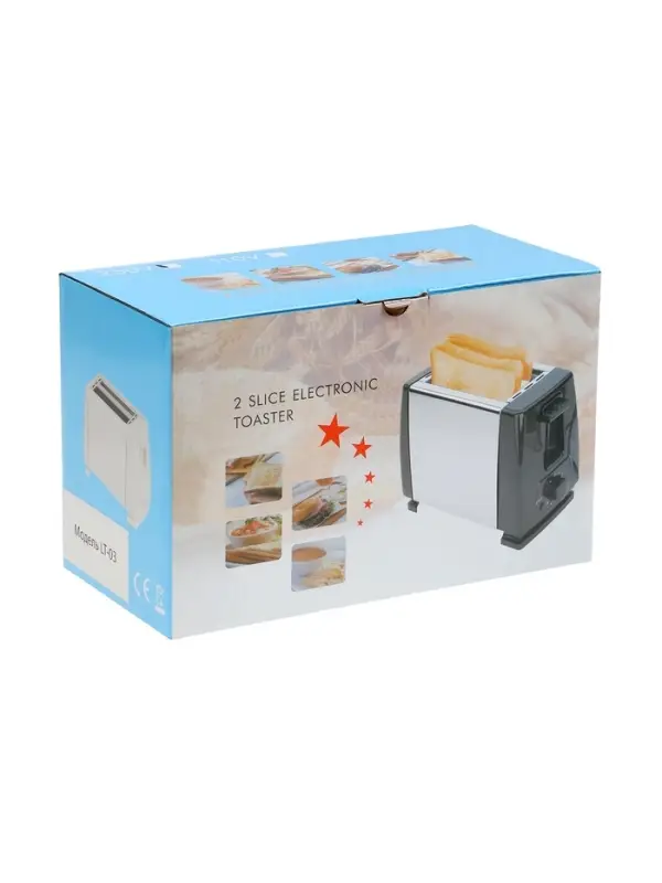 Тостер LT-03, 750 Вт, 6 режимов прожарки, 2 тоста, серебристый