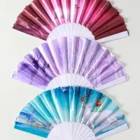 Веер пластик, текстиль "Олени" МИКС широкие лопасти 23 см