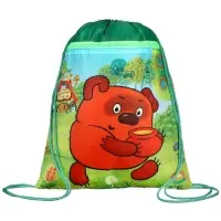 Мешок для обуви с карманом 420&times;350 мм, мягкий полиэстер, плотность 210D, Союзмультфильм Винни Пух