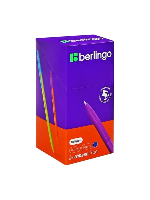 Ручка шариковая Berlingo Tribase Fuze, узел 0.7 мм, чернила синие, МИКС