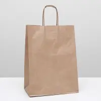 Пакет крафт без печати, круглая ручка 26&times;15&times;35 см