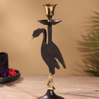 Подсвечник на 1 свечу "Дикая природа" латунь, черный с золотом  12х7,5х23,5 см