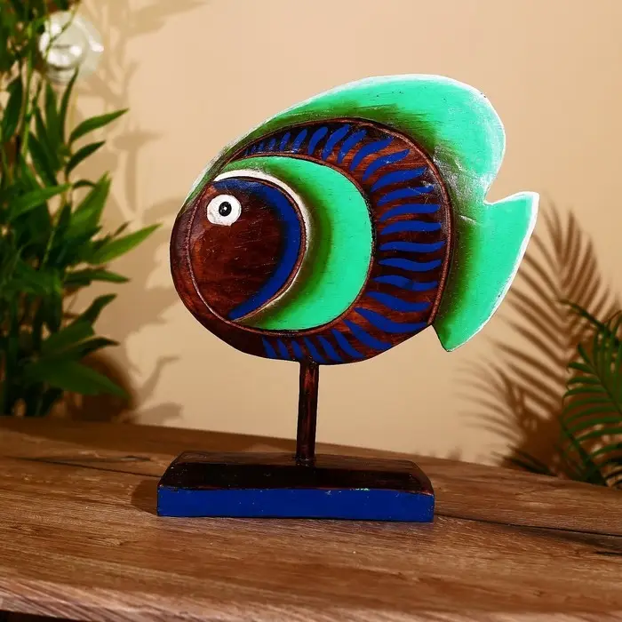 Сувенир "Рыба синяя" дерево на подставке 25х7х33 см