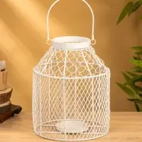 Подсвечник фонарь со стеклянной колбой 20х20х26 см, d 10 см, металл, цв. белый