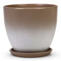 Набор горшков цветочный поддоном 4 шт 0,6 / 1,4 / 2,5 / 5 л керамика капучино Туман
