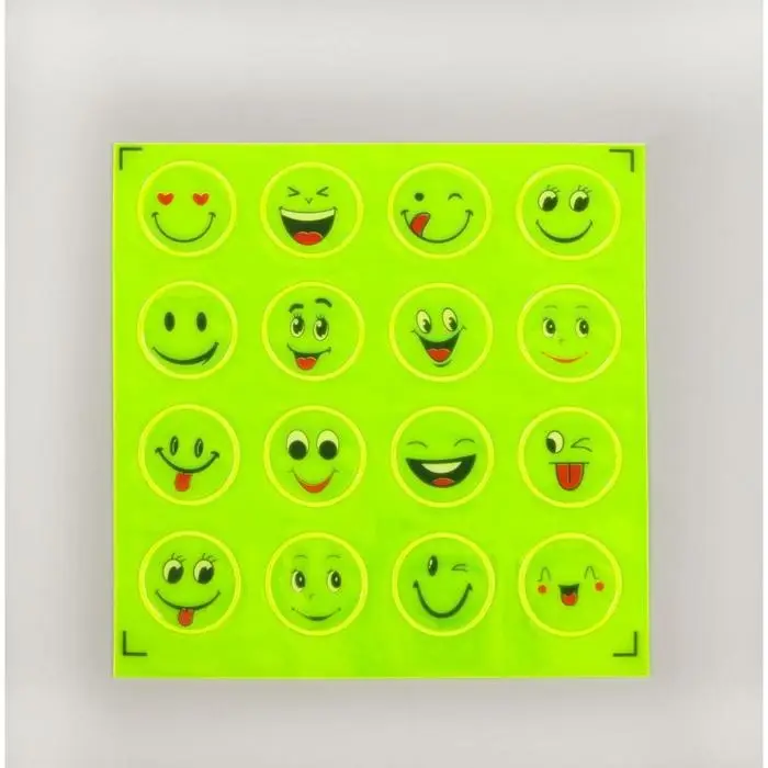 Светоотражающие наклейки &laquo;Смайлы&raquo;, d = 2 см, 16 шт на листе, цвет жёлтый