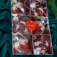 Набор шаров пластик d-8 см, 6 шт "Мелвин" красно-белый