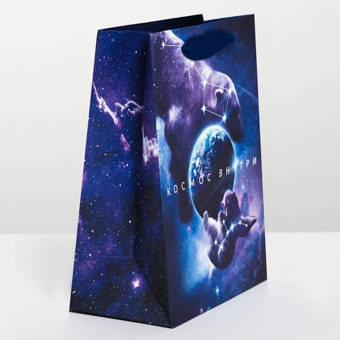 Пакет подарочный вертикальный, упаковка, &laquo;Космос внутри&raquo;, MS 18 х 23 х 10 см