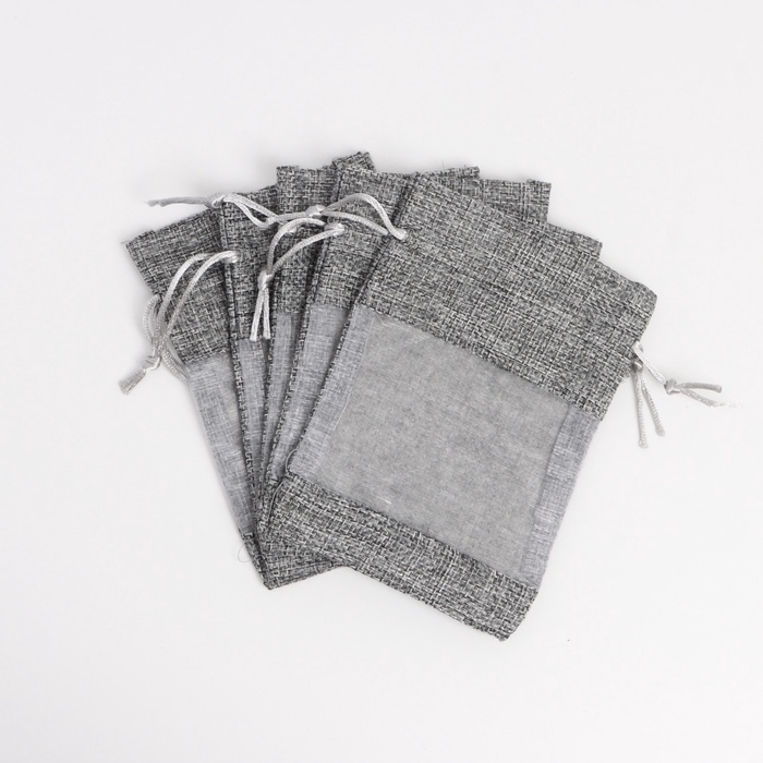 Льняной мешочек для хранения украшений, подарков, трав, 10 х 14 см, набор из 5 штук