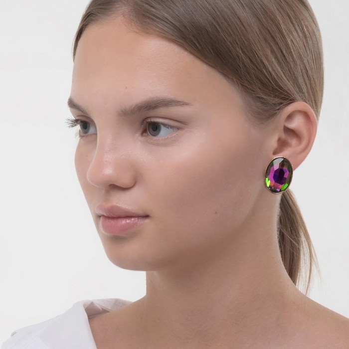 Клипсы &laquo;Вечеринка&raquo; овалы, цвет бензиновый в золоте