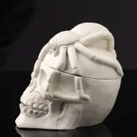 Шкатулка с крышкой "Череп" 10х9х8 см, натуральный, гипс