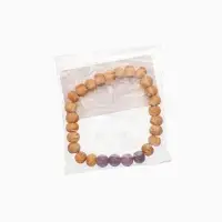 Браслет из сандалового дерева с агатом, длина 18 см, цв. сиреневый