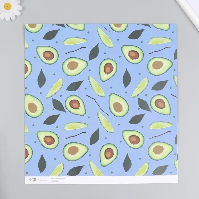 Бумага для скрапбукинга двусторонняя "Авокадо" плотность 180 гр 30,5х32 см