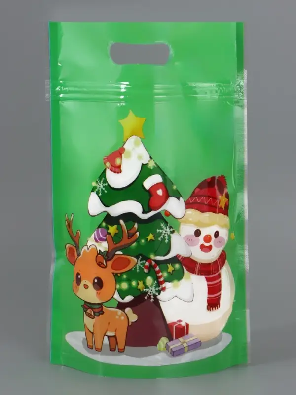 Пакет подарочный, с zip-lock застежкой, "Снеговик и его друзья", 15х22см МИКС