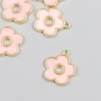 Декор для творчества металл, акрил "Розовый цветочек" золото 0,2х1,6х1,7 см