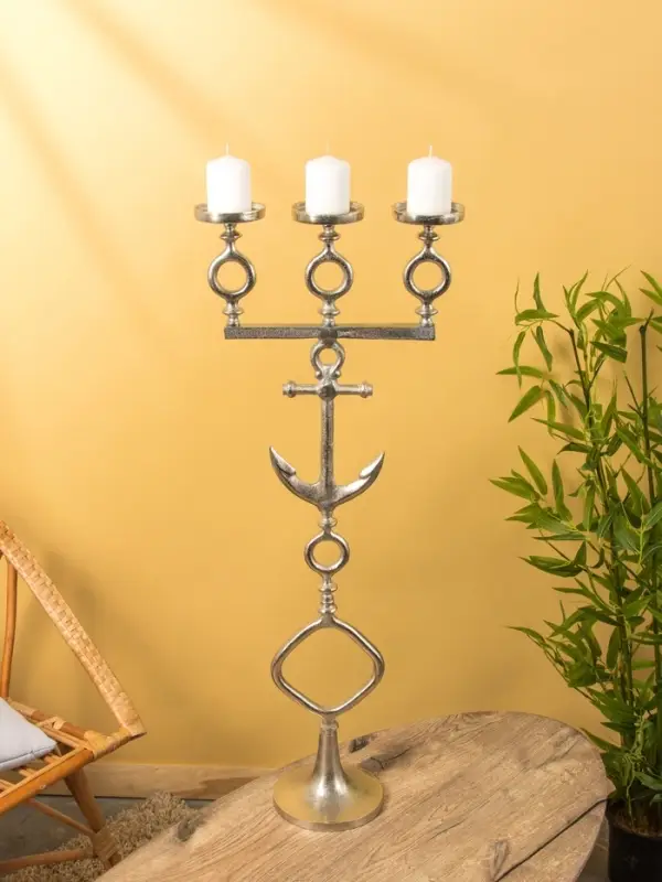 Подсвечник на 3 свечи "Морской" алюминий 36х17х93 см