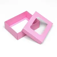 Коробка подарочная складная, упаковка, крышка-дно, с окном, розовая , 16,5 х 12,5 х 5,2 см