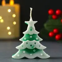 Свеча новогодняя "Ёлочка с огоньками" 60х70 мм, зелёный