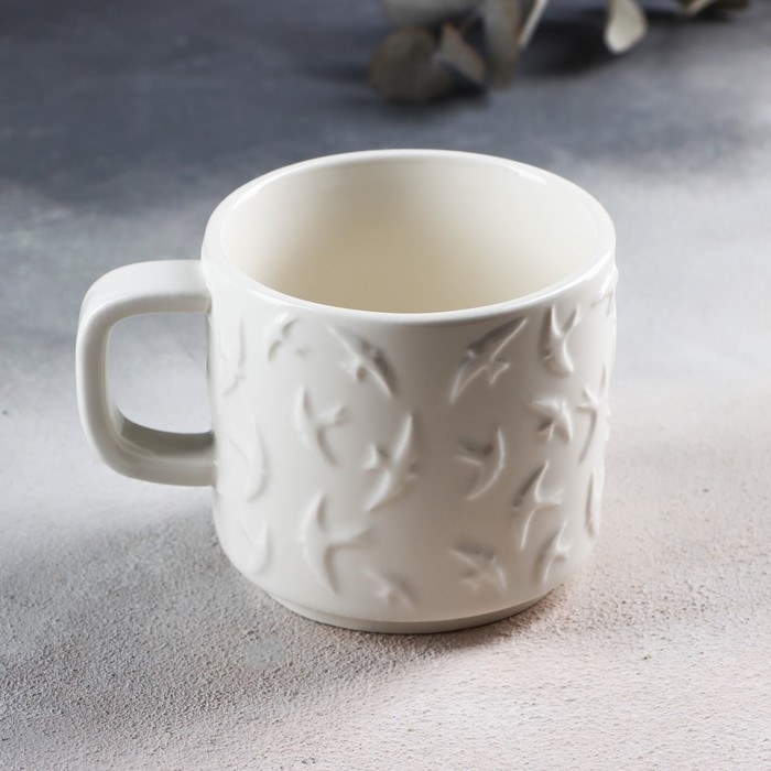 Кружка керамическая &laquo;Ласточки&raquo; белая, 260 мл, цвет белый