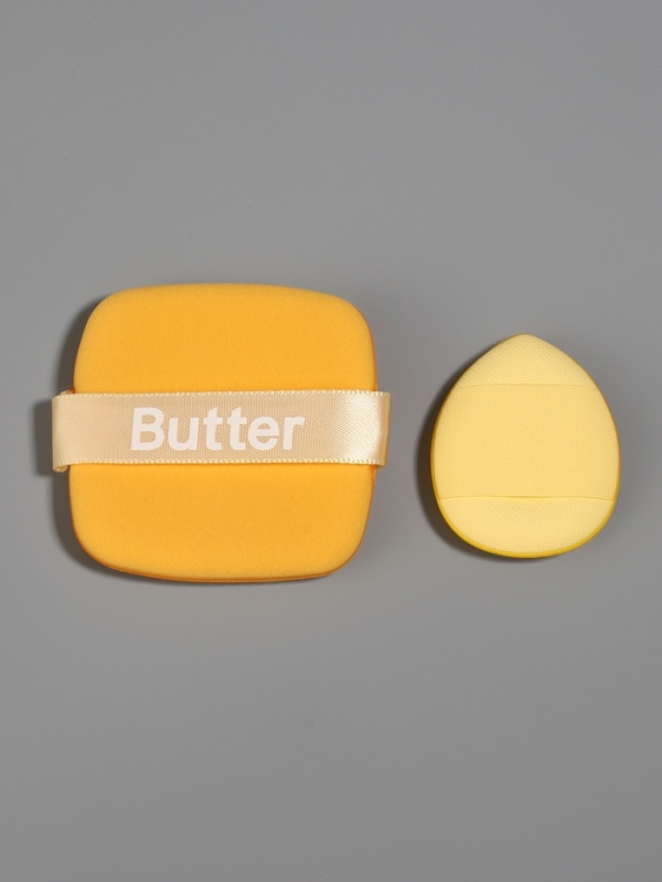 Набор спонжей д/макияжа 2 шт: капля, пуховка в пласт футляр латекс желтый пакет QF