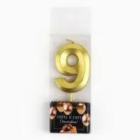 Свеча цифра для торта &laquo;9&raquo;, золото, 2,3 х 8 см