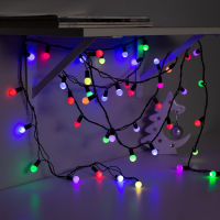Гирлянда &laquo;Нить&raquo; 10 м с насадками &laquo;Шарики 1.5 см&raquo;, IP44, тёмная нить, 100 LED, свечение мульти (RG/RB), мигание, 220 В