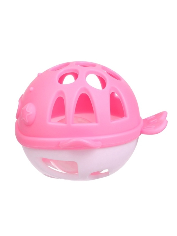 Прорезыватель силиконовый для зубов с погремушкой Крошка Я &laquo;Рыбка&raquo;, в кейсе, розовый