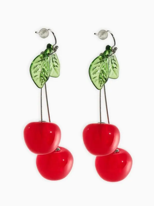 Серьги &laquo;Вишни&raquo;, цветные в серебре