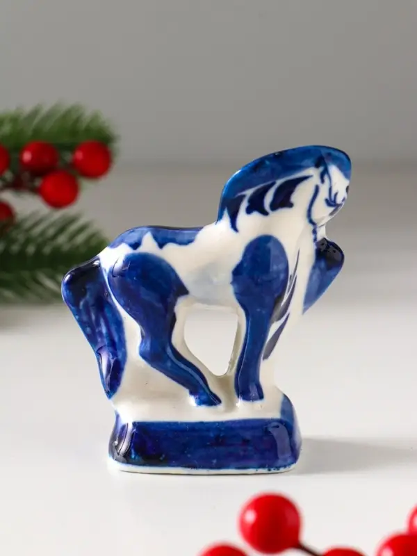 Сувенир "Конь  Щеголь", 9х5 см, гжель