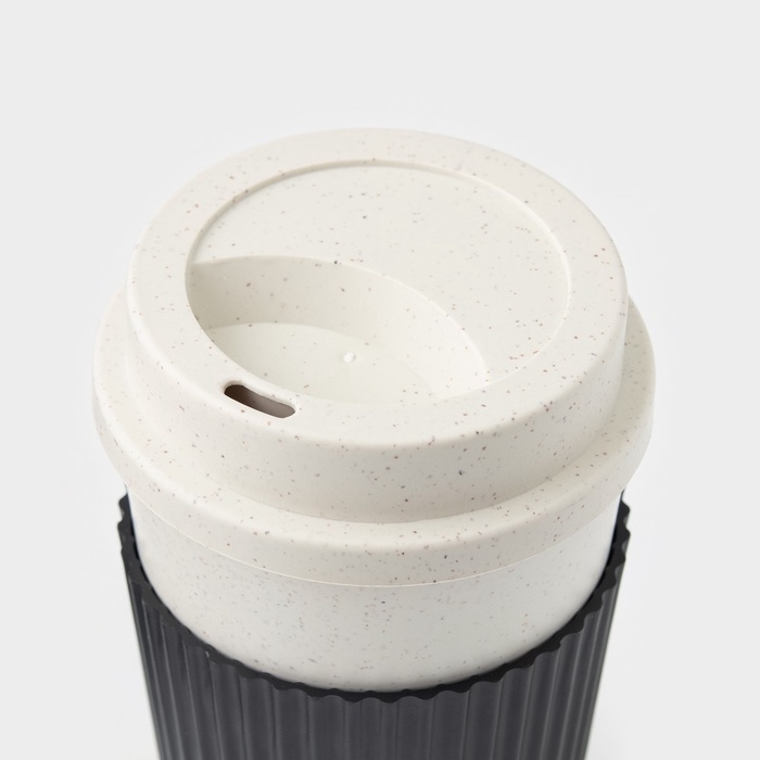 Стакан для кофе с крышкой WeatFiber, 350 мл, 8,8&times;14 см, пластик, многоразовый, белый/черный