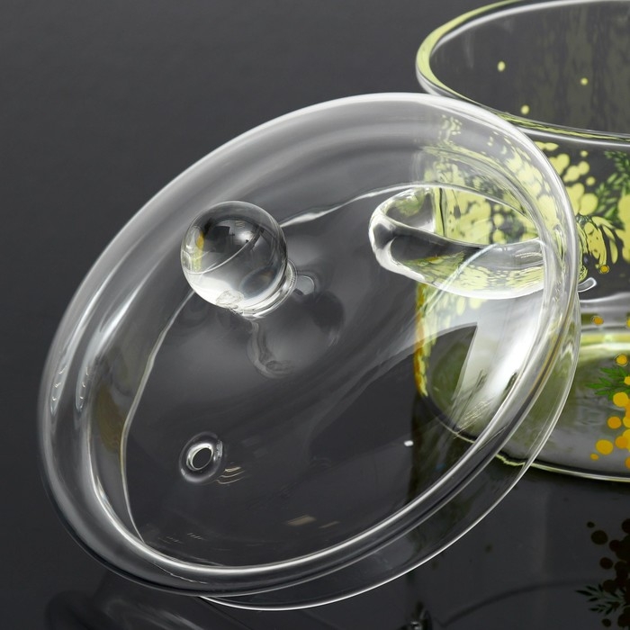 Кастрюля из жаропрочного стекла &laquo;Мимоза&raquo;, 1300 мл