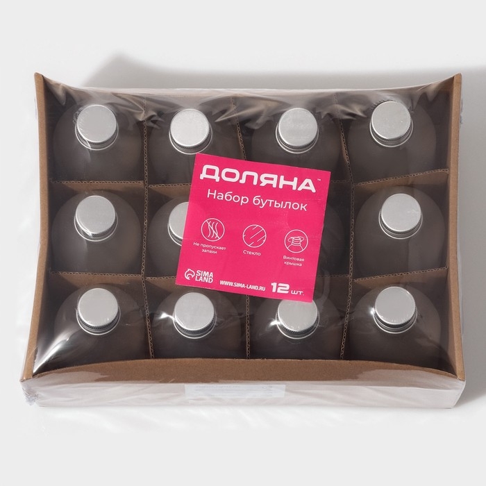 Набор стеклянных баночек для специй с металлической крышкой Доляна &laquo;Аква&raquo;, 150 мл, 5,5&times;11,5 см, 12 шт