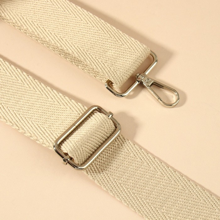 Ручка для сумки, стропа, с карабинами, 139 &plusmn; 3 &times; 3,8 см, цвет бежевый