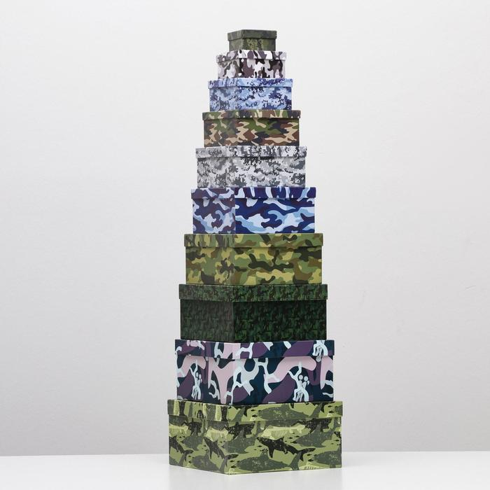 Набор коробок 10 в 1 "Милитари 2", 25,5 х 25,5 х 13 - 7 х 7 х 4 см