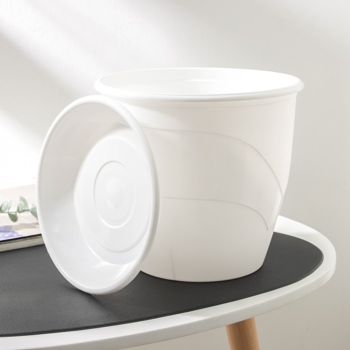 Горшок для цветов с поддоном &laquo;Венеция&raquo;, 4,1 л, d=21 см, цвет белый