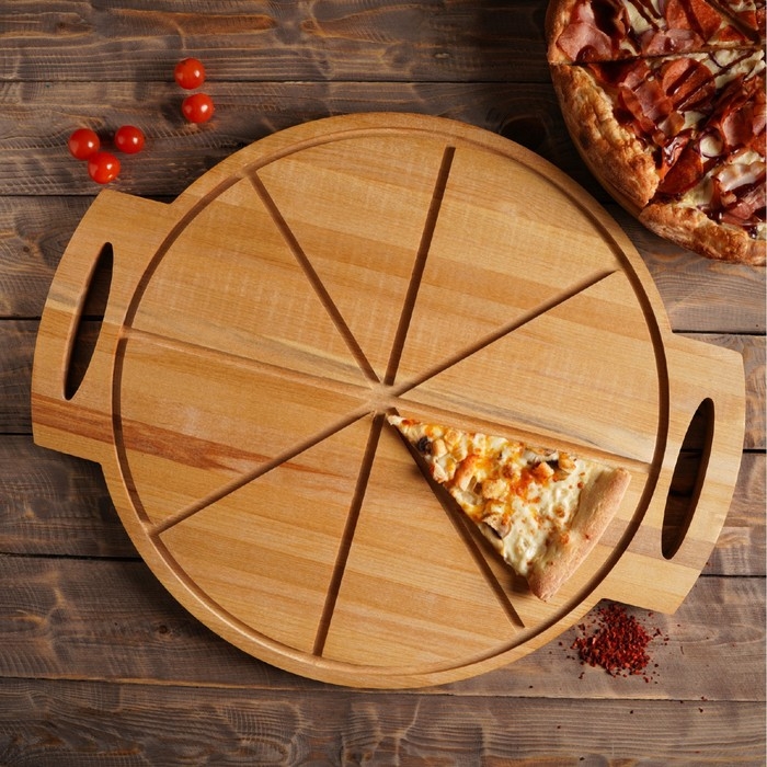 Доска для пиццы с ручками Adelica &laquo;Итальяно&raquo;, 55&times;45&times;2 см, берёза, пропитано маслом