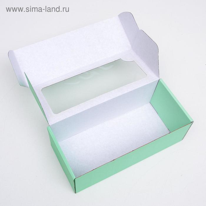 Коробка самосборная, с окном, мятная, 16 х 35 х 12 см МИКС