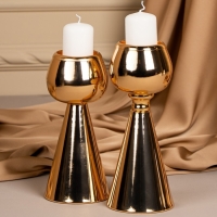 Подсвечник металл на 1 свечу &laquo;Гиацинт&raquo;, цвет золото 8 х 8 х 19 см