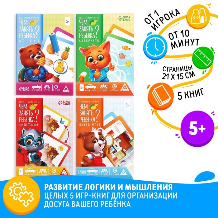 Набор развивающих книг-игр &laquo;Чем занять ребёнка?&raquo;, 5 книг, 5+