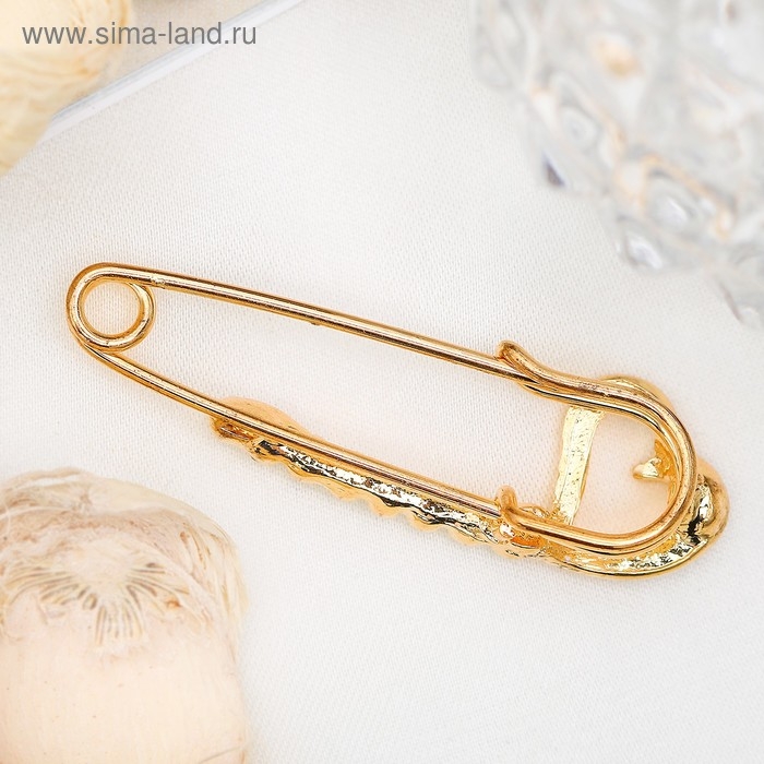 Булавка малая "Сердце", 3,5 см, цвет белый в золоте