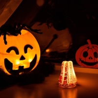 Светодиодная фигура &laquo;Тыква&raquo; 6 &times; 9 &times; 6 см, пластик, батарейки AG13х3 (в комплекте), свечение тёплое белое