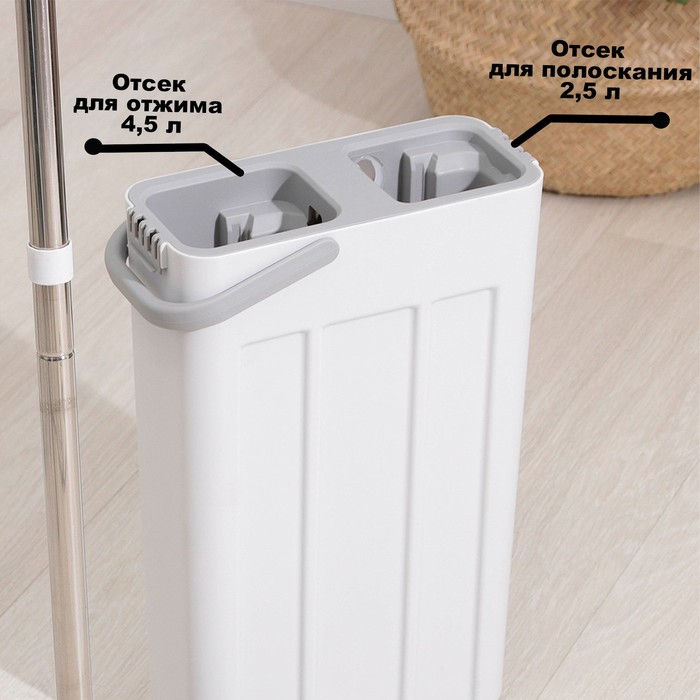 Швабра с отжимом и ведро Raccoon: швабра ПВА, ведро для полоскания с вертикальным отжимом