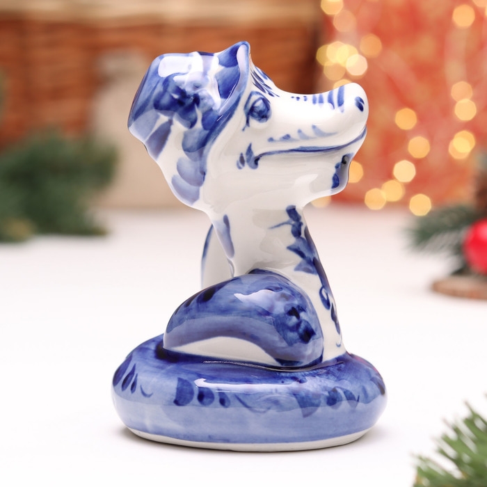 Сувенир "Змея", №3, гжель, 11 см