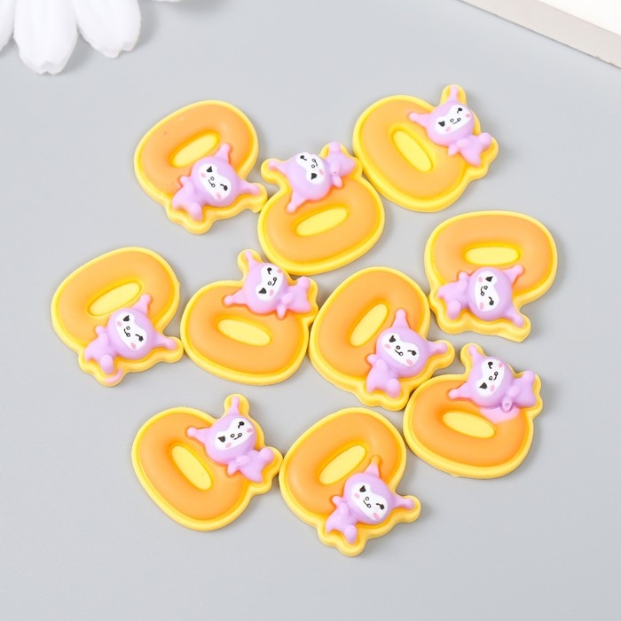 Декор для творчества "Цифра 0 со зверюшкой" набор 10 шт 2х2 см